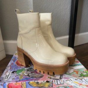 Jeffrey Campbell Quavo Platform Boots in Ice Crinkle Patent